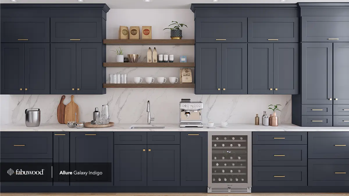 Fabuwood kitchen with blue cabinetry