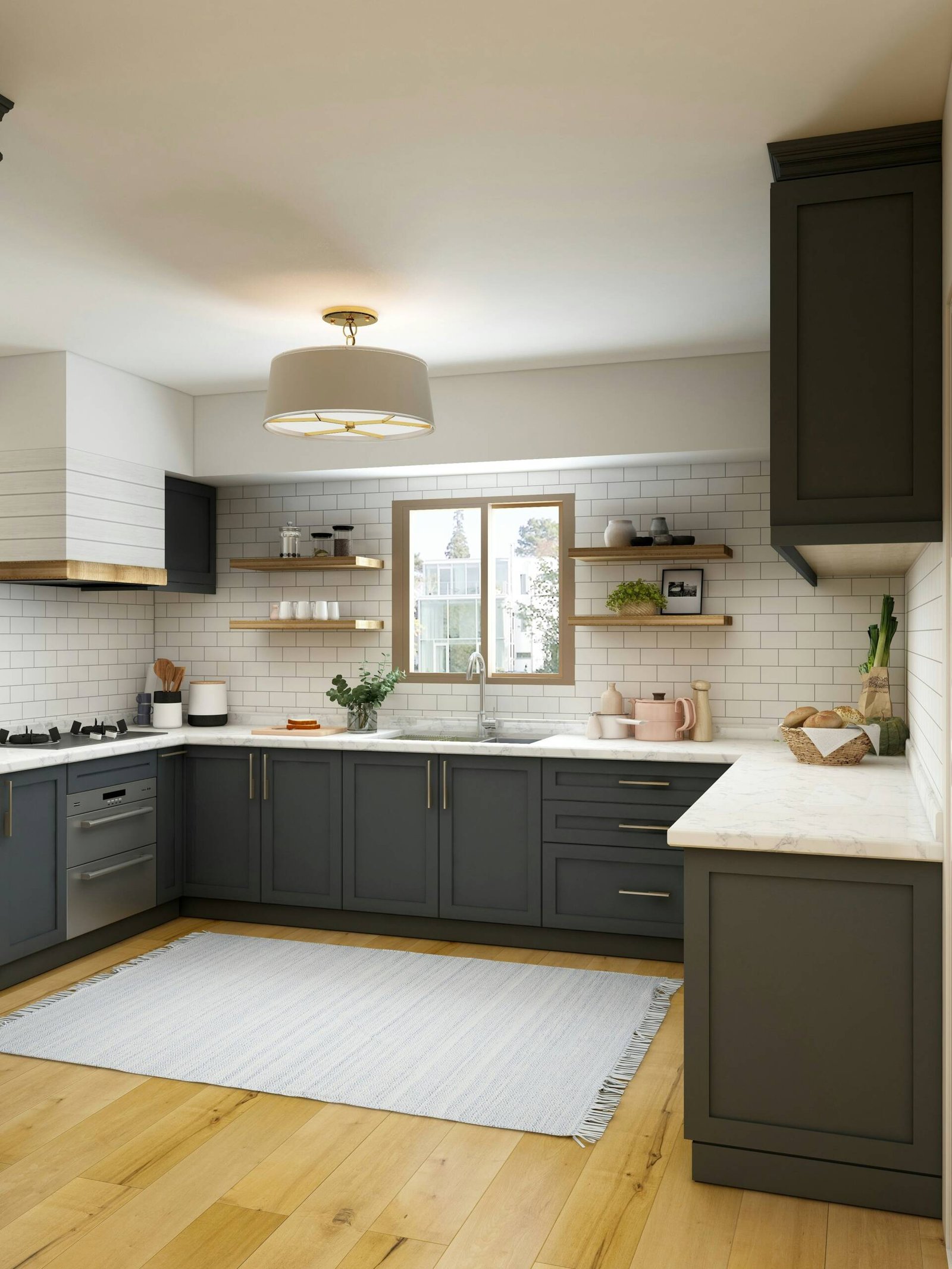 Modern white shaker kitchen cabinets with quartz countertops installed by East Point Cabinets in Richmond, Virginia